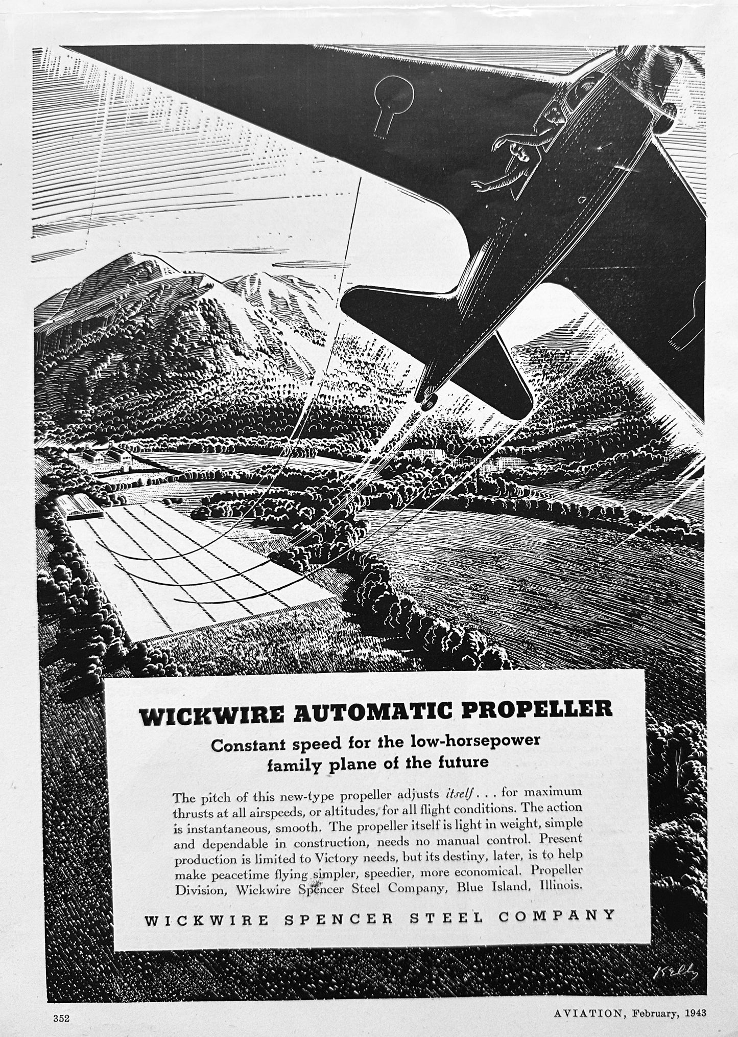 1943 Wickwire Automatic Propeller - Wickwire Spencer Steel  Blue Island, IL Ad