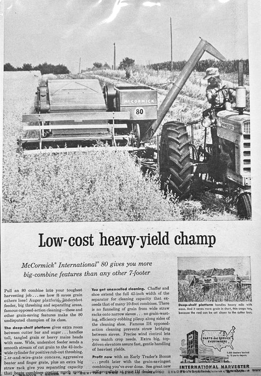 1962 McCormick International 80 Combine From International Harvester Vintage Ad