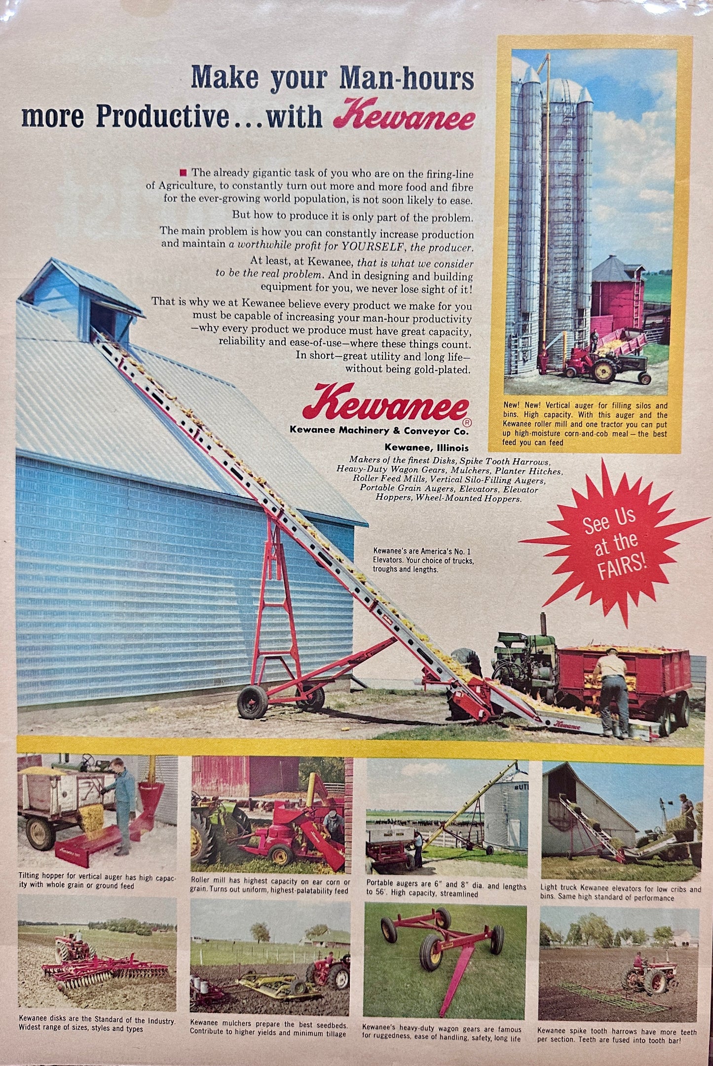 1965 Kewanee Machinery & Conveyor Co, Kewanee IL - Vintage Ad