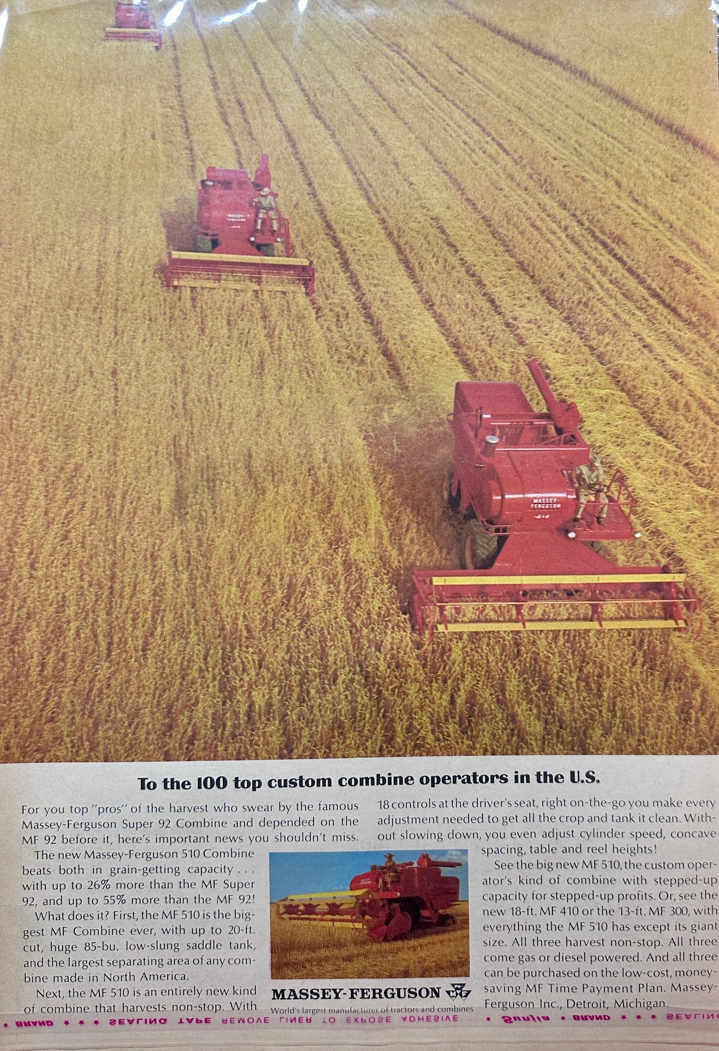 1964 Massey-Ferguson 510 Combine Vintage Ad