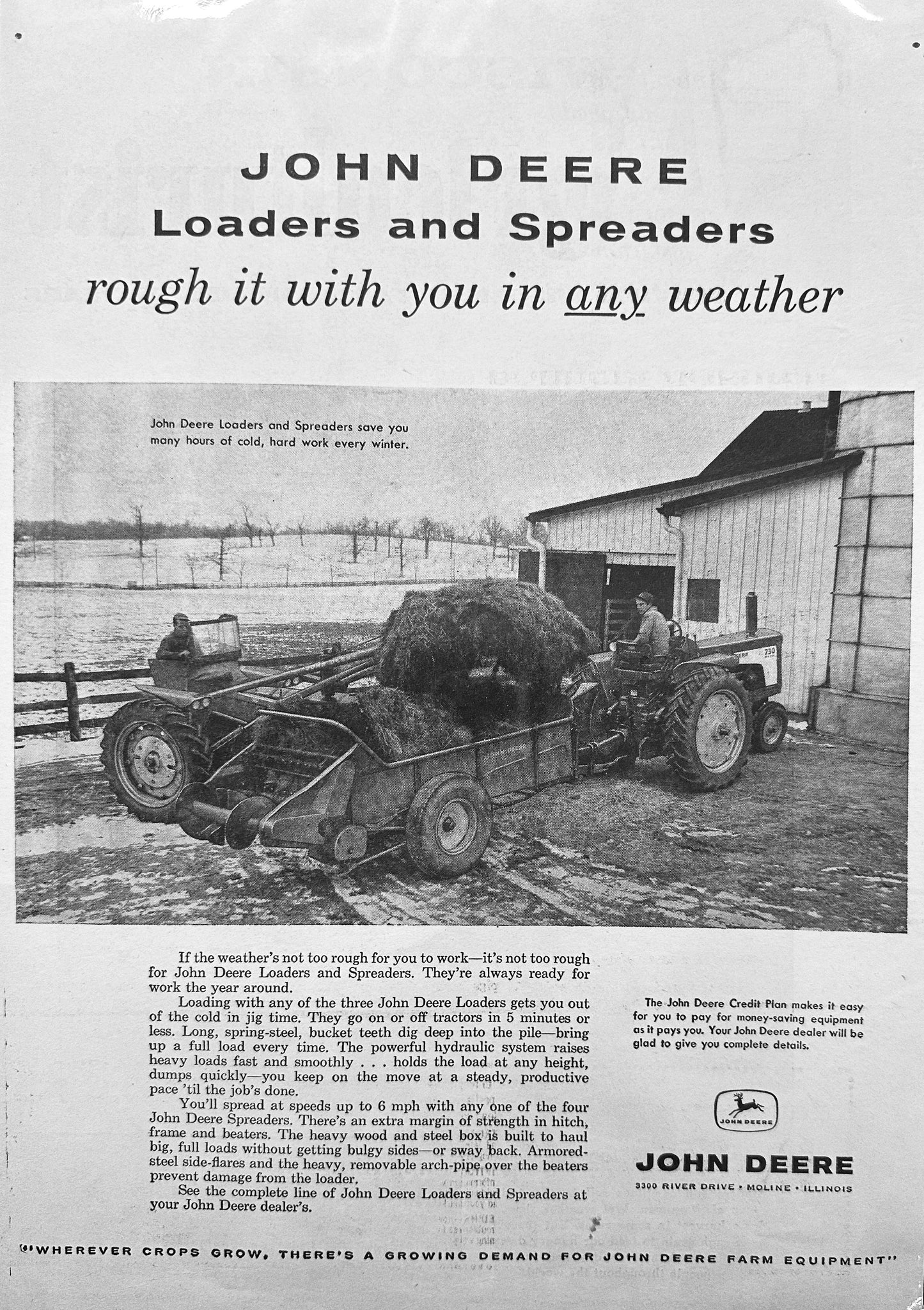 1960 John Deere Loaders & Spreaders Vintage Ad