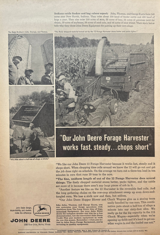 1963 John Deere 12 Forage Harvester - Works Fast, Steady - Vintage Ad