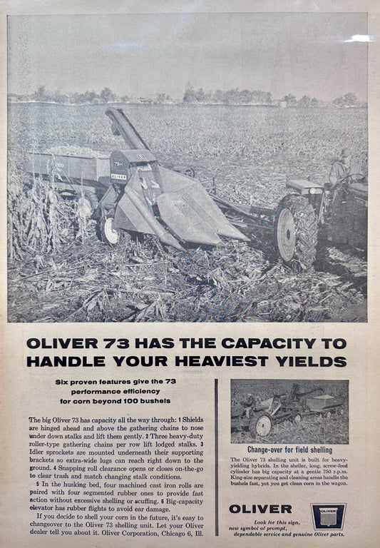 1963 Oliver 73 Corn Picker - Sheller - Vintage Ad