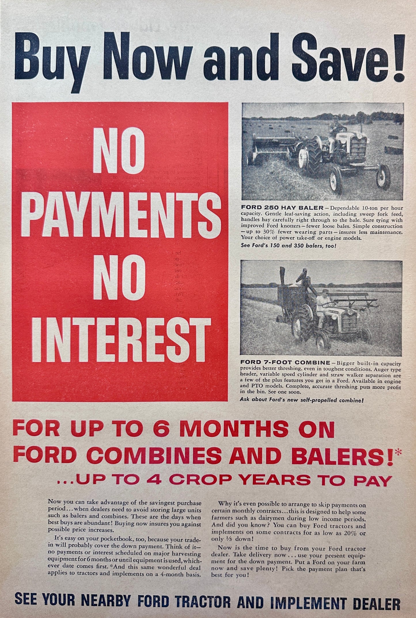 1959 Ford Combines & Balers Buy Now & Save - Vintage Ad