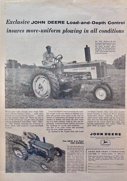 1959 John Deere 530  and 435 Diesel Tractors - Vintage Ad