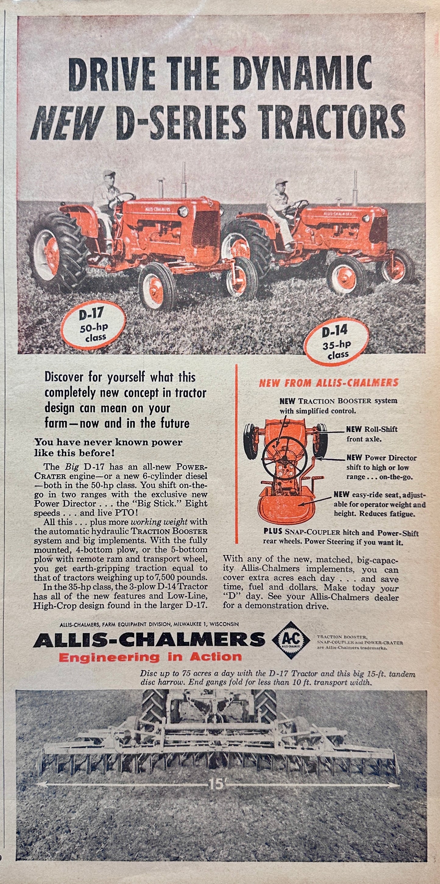 1958 Allis Chalmers D-Series Tractors D17 - D14 - Vintage Ad