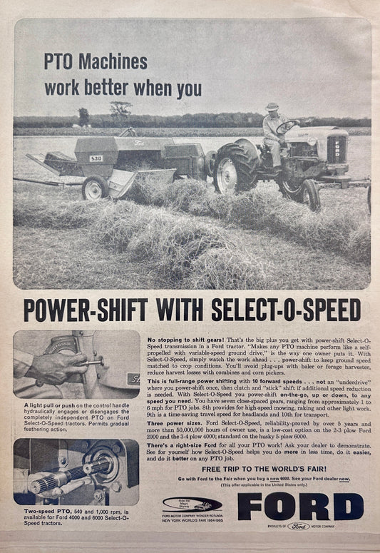 1963 Ford Select-O-Speed PTO Machines Work Better - Vintage Ad