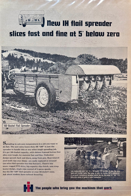 1963 International Harvester 160 Bushel Flail Spreader Perform at -5F - Vintage Ad