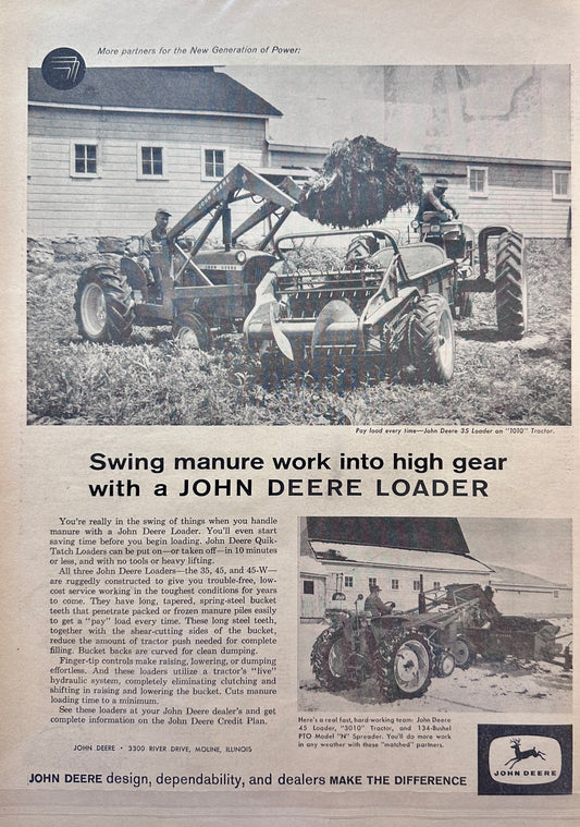 1961 John Deere 35 Loader on 1010 Tractor - Vintage Ad