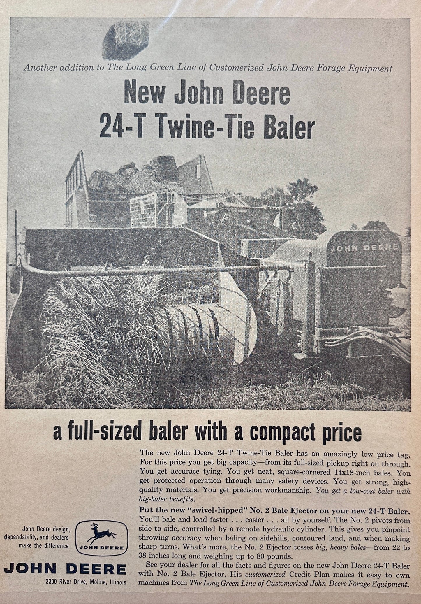 1963 John Deere 24-T Twine-Tie Baler Vintage Ad