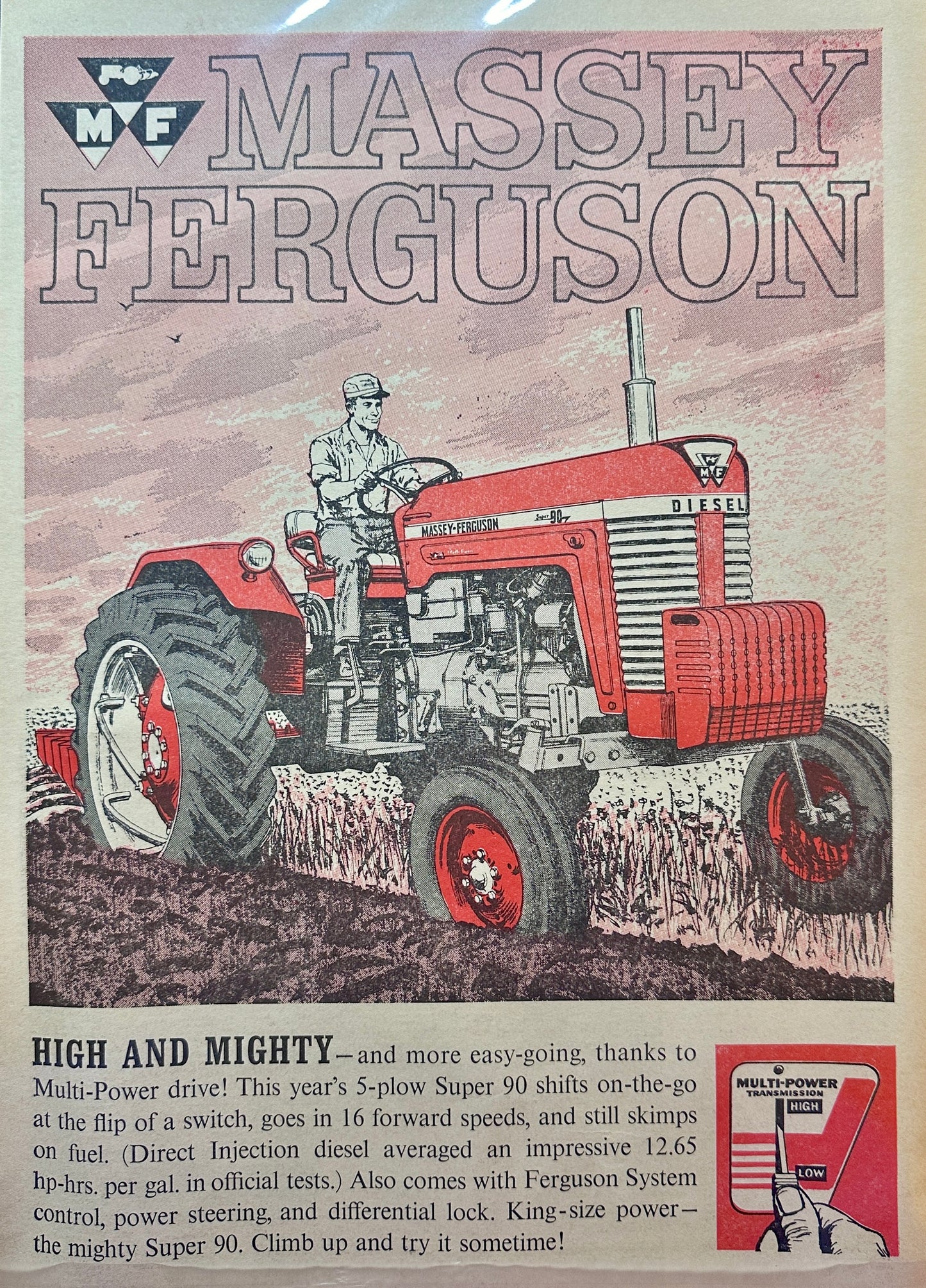 1963 (?) Masssey-Ferguson Super 90 Diesel Tractor - Vintage Ad