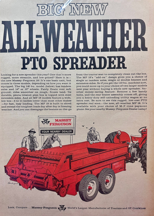 1961 Massey-Ferguson PTO All-Weather Spreader - Vintage Ad