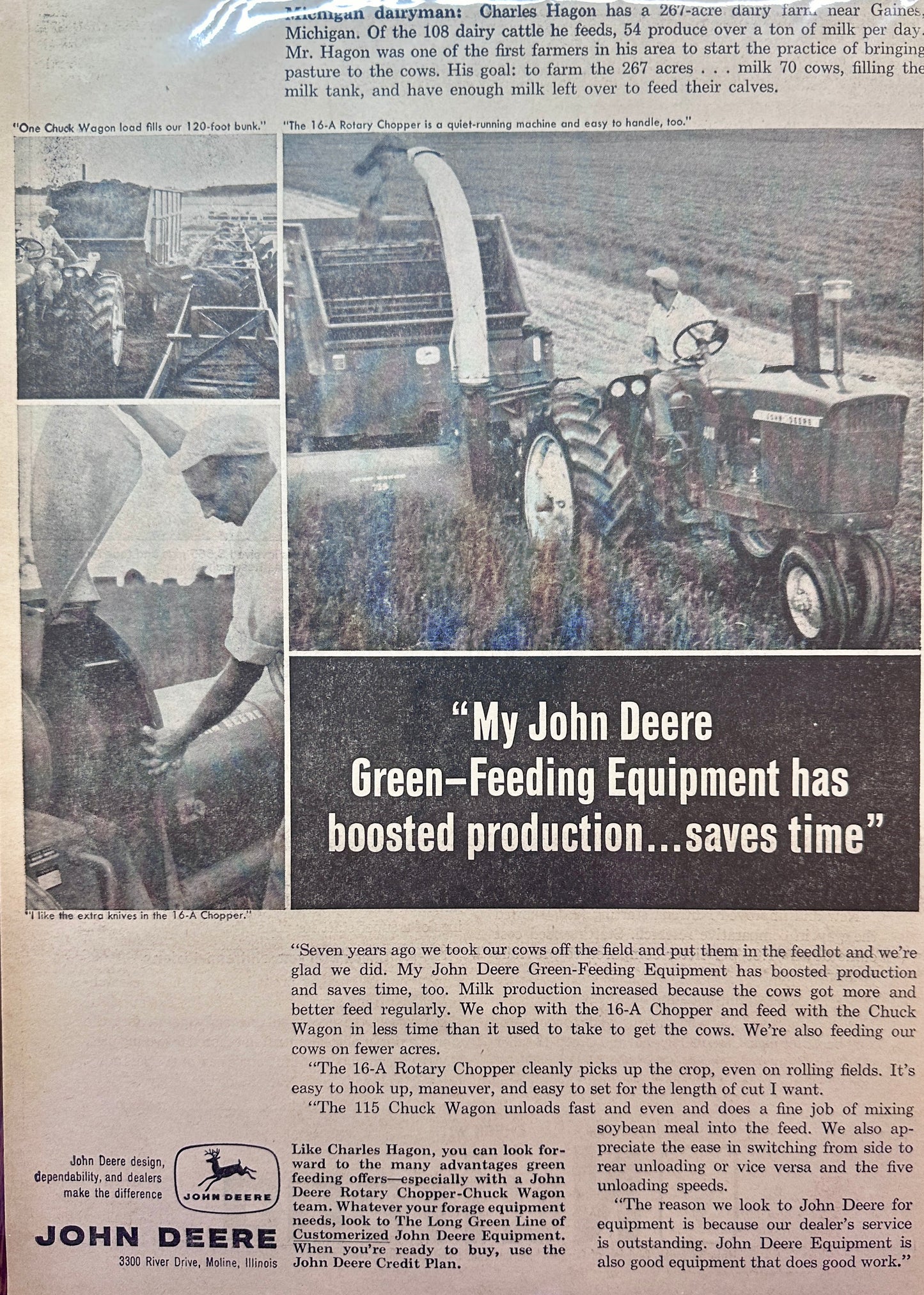 1963 John Deere Green-Feeding Equipment Boosts Production - Vintage Ad