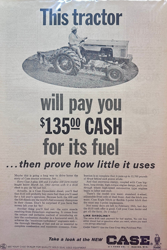 1963 Case 3-plow 430 & 4-plow 530 Comes with Cash Back - Vintage Ad