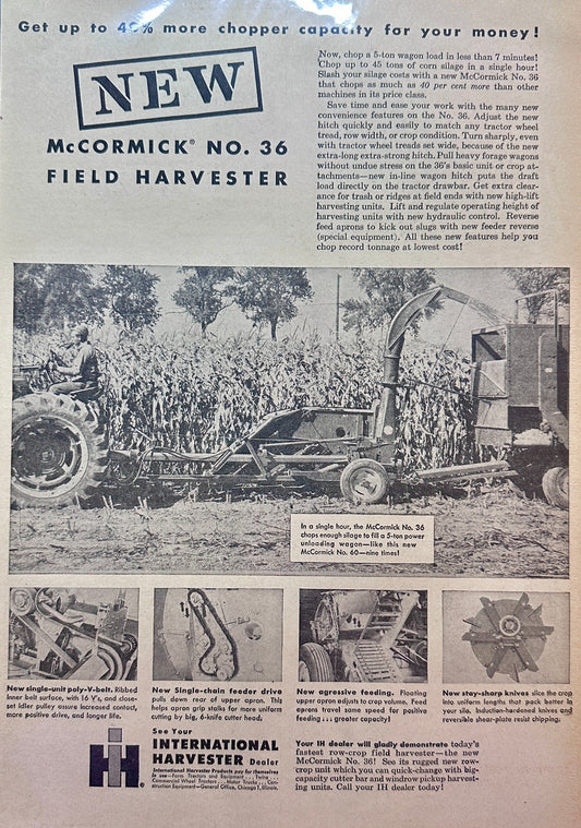 1958 McCormick No 36 Field Harvester - Vintage Ad