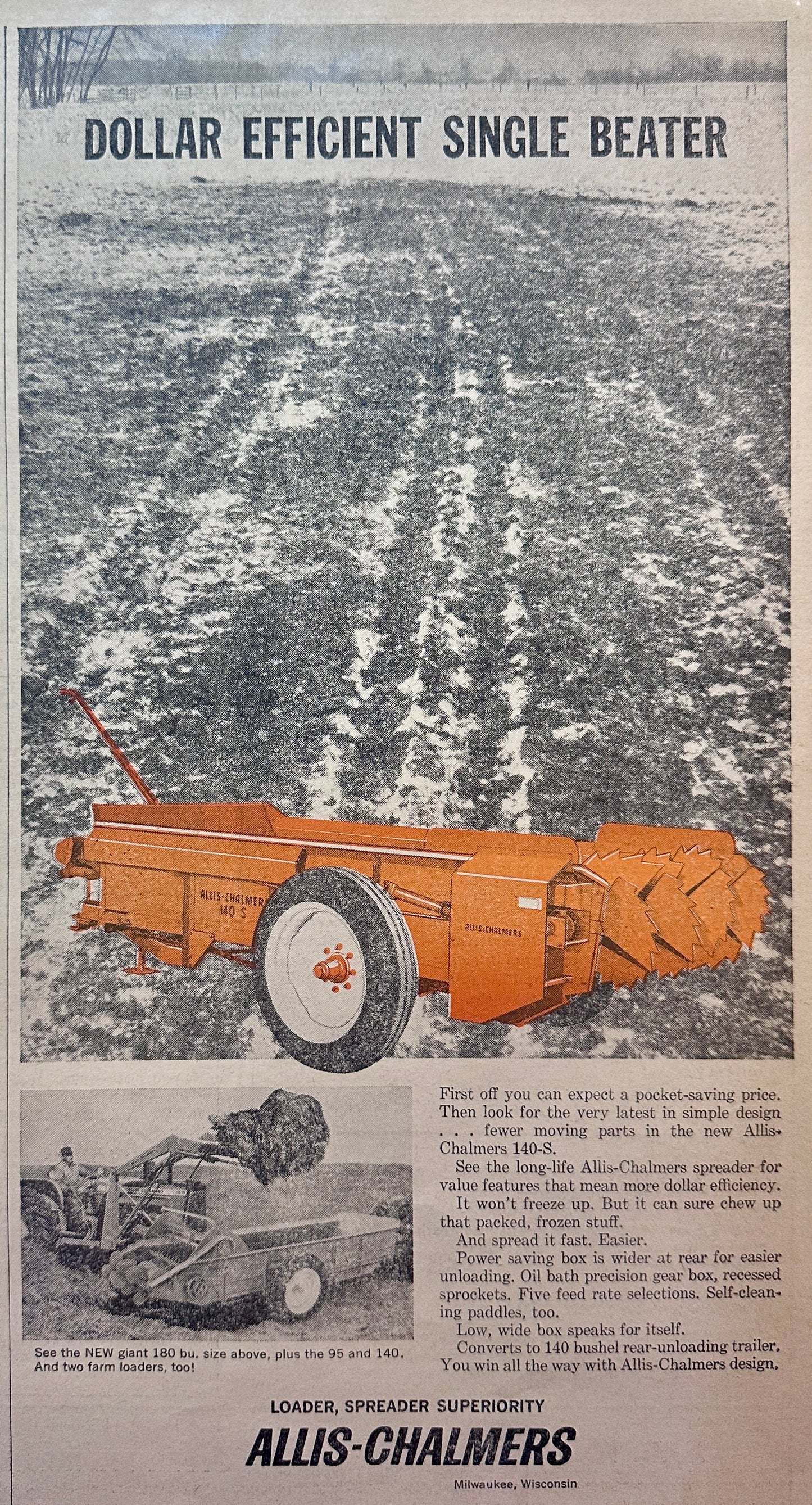 1963 Allis-Chalmers Single Beater Spreaders 140-S - Vintage Ad