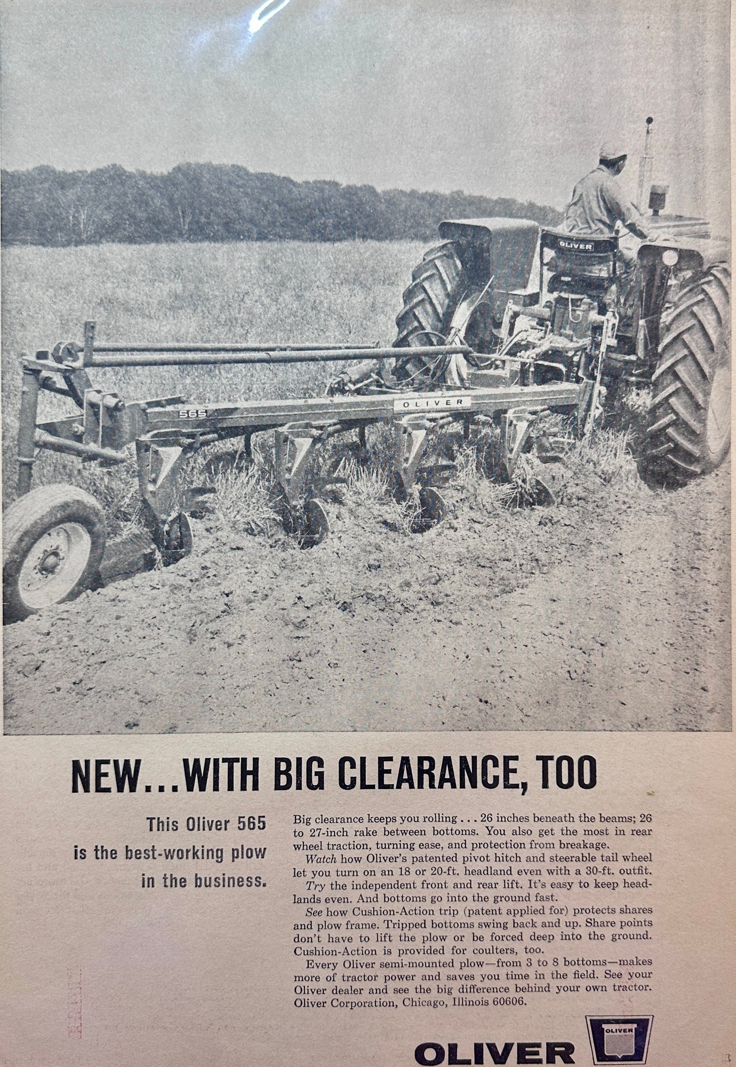 1964 Oliver 565 plow best-working in the business - vintage Ad