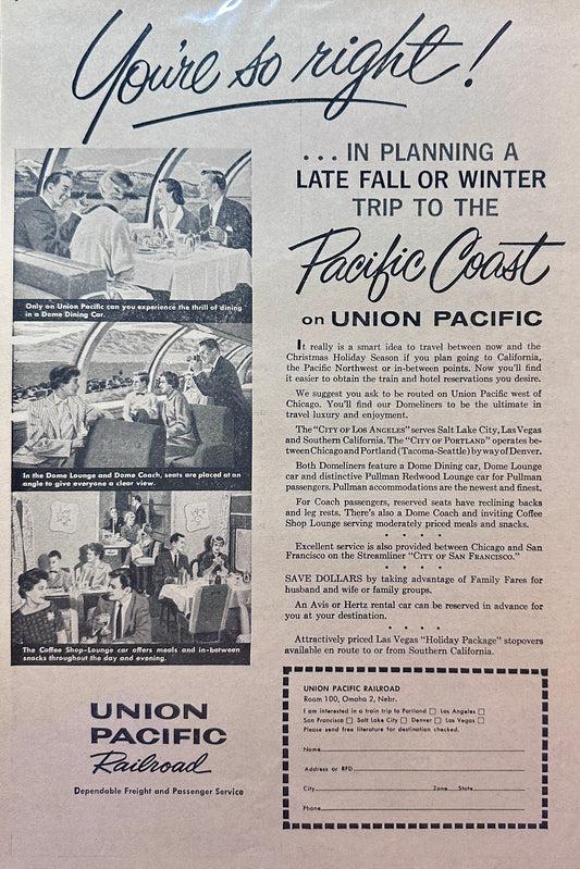 1959 Union Pacific Pacific Coast Excursion - Vintage Ad