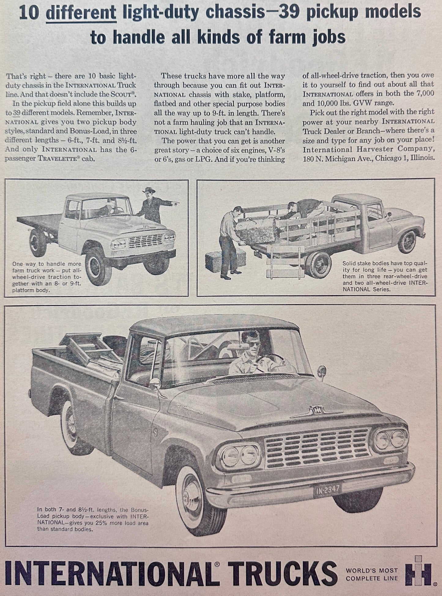 1962 International Pickup Trucks - 39 Different Pickup Models - Vintage Ad