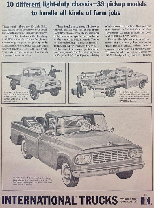 1962 International Pickup Trucks - 39 Different Pickup Models - Vintage Ad