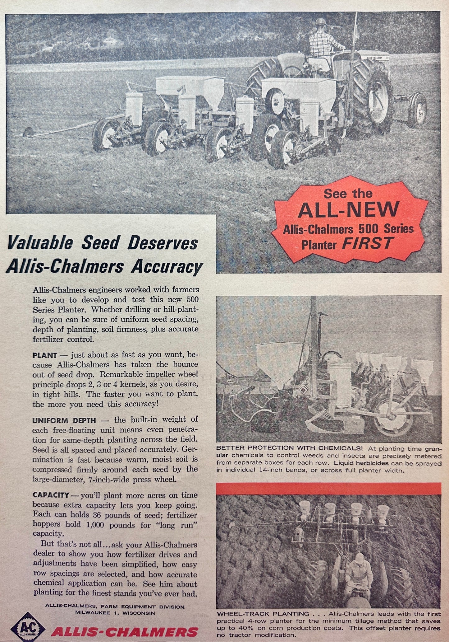 1963 Allis Chalmers 500 Series Planter - Vintage Ad