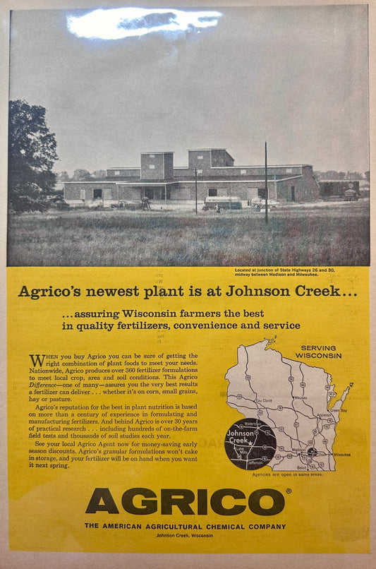 1959 AGRICO Johnson Creek Wisconsin - Today= United Co-op - Vintage Ad