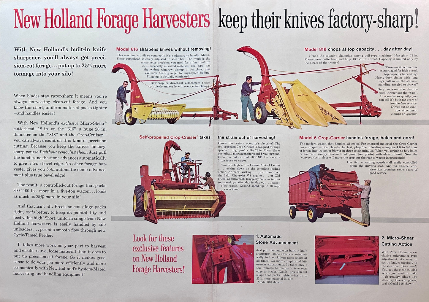 1965 Full Color Double Sided Centerfold Ad New Holland System Mated Equipment