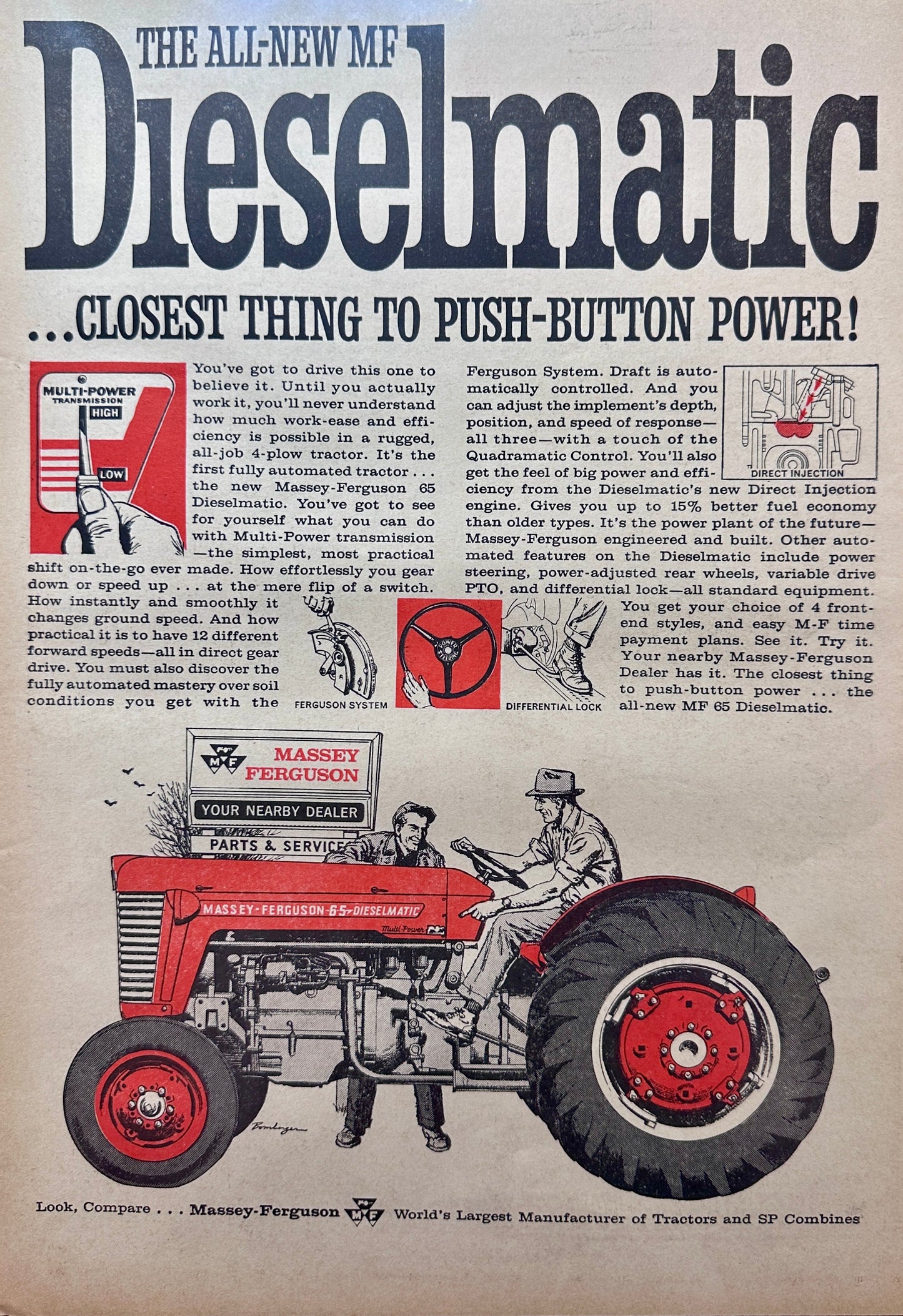 1962 Massey-Ferguson 65 Dieselmatic Tractor Original Magazine Ad