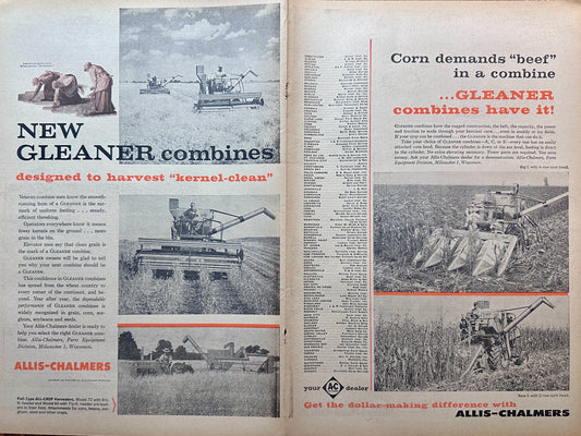 1962 Allis Chalmers Gleaner Combine Centerfold Vintage Ad