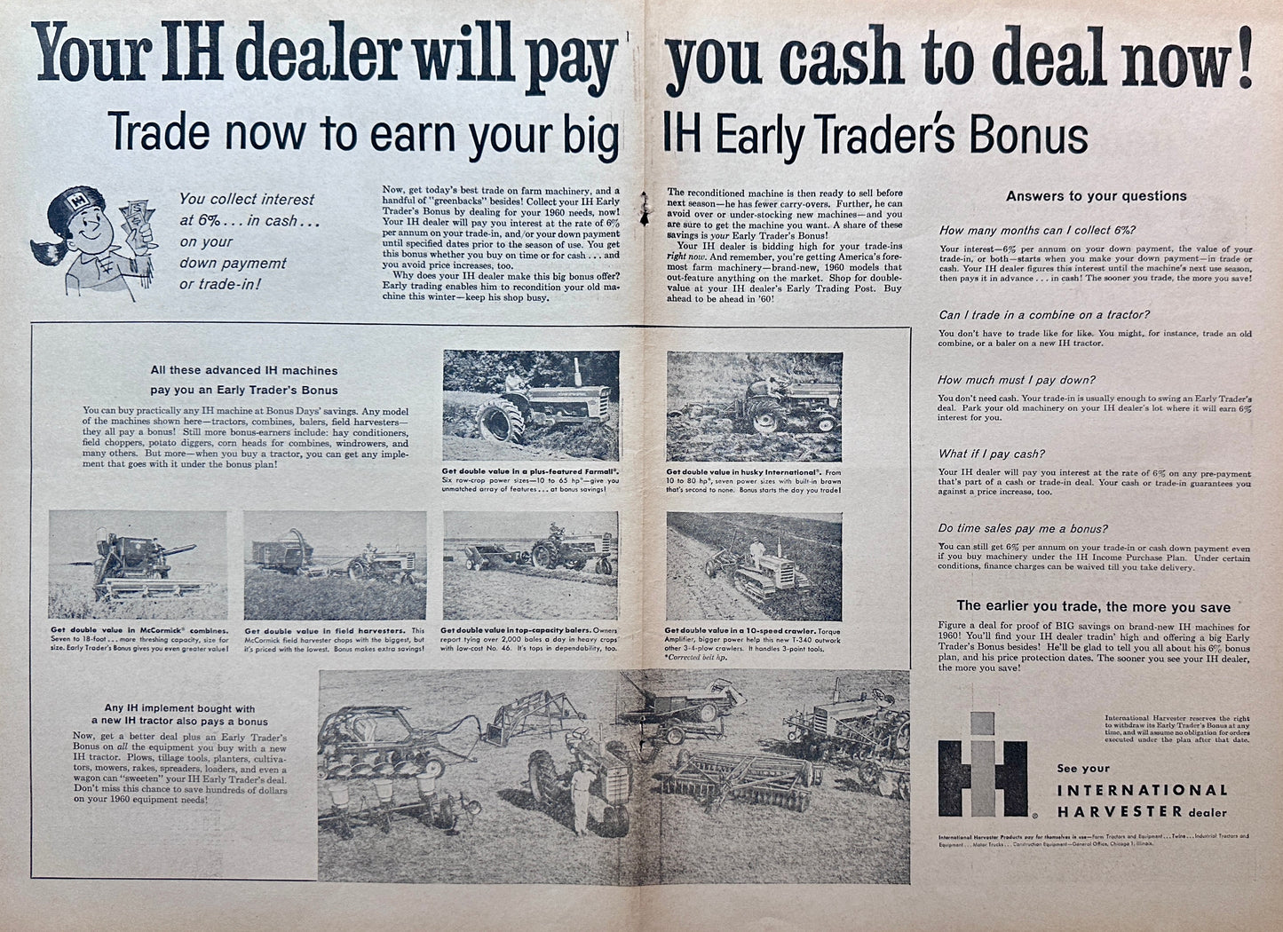 1959 Centerfold Ad - International Harvester Cash-Back Trade-In Bonus Days