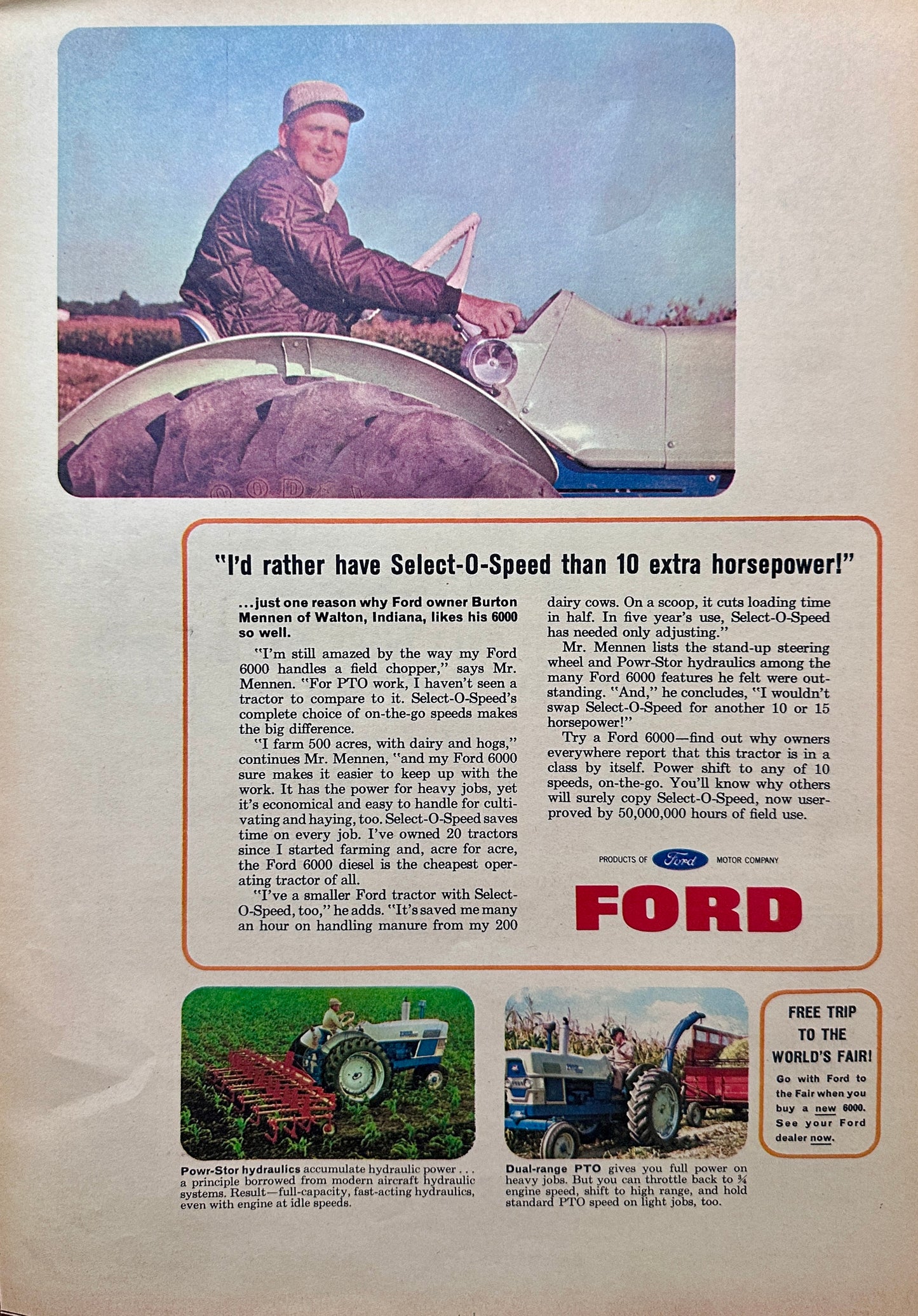 1964 Badger Farm Equipment & Ford Select-O-Speed Tractor Vintage Ads