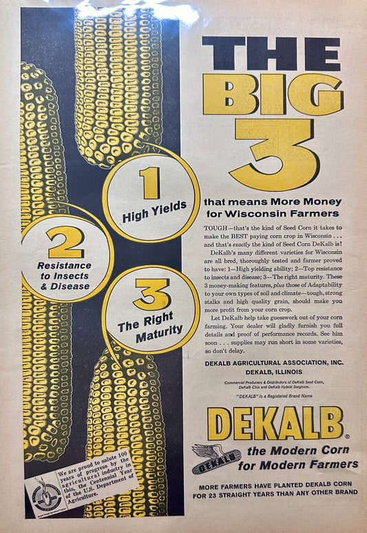 1962 DeKalb Corn The Big 3 in Corn Seed for Modern Farmers - Vintage Ad