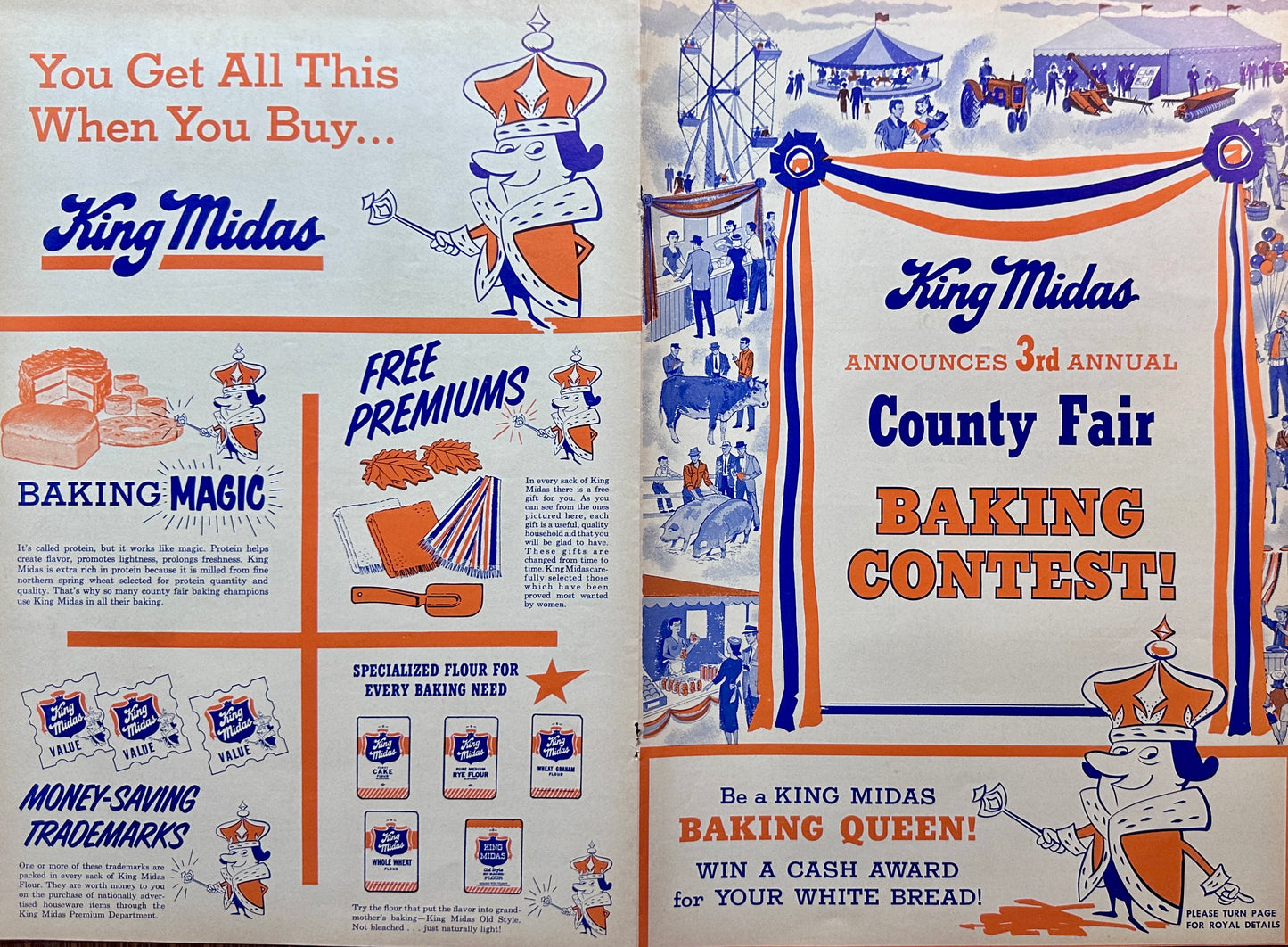 1959 Double-sided Centerfold King Midas Baking Contest Promotional Ad