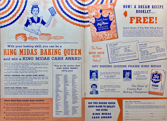 1959 Double-sided Centerfold King Midas Baking Contest Promotional Ad