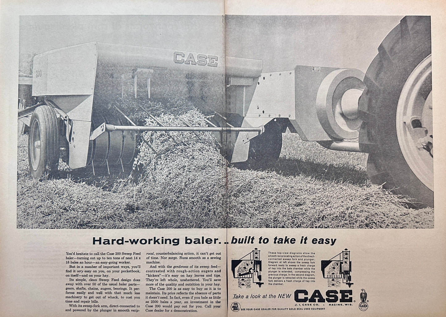 1963 Case 200 Hard-Working Baler - Built To Take It Easy - Vintage Ad