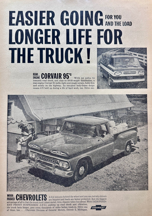 1961 Chevrolet Farm Trucks Corvair 95's and Step Side Editions Vintage Ad