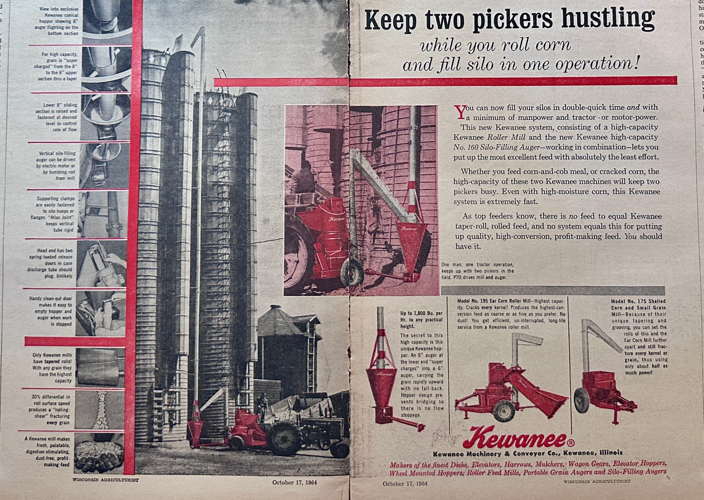 1964 Kewanee Keep Two Pickers Hustling - 2-Page Vintage Ad