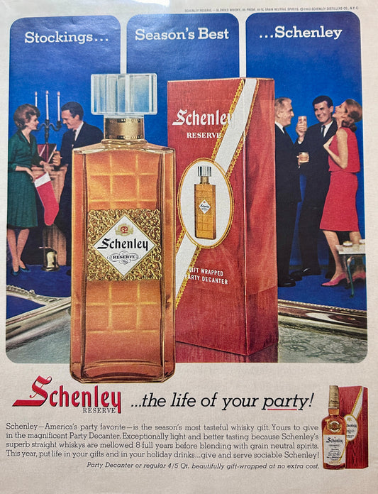 1963 Schenley Reserve Whiskey - Vintage Hey Bartender Ad