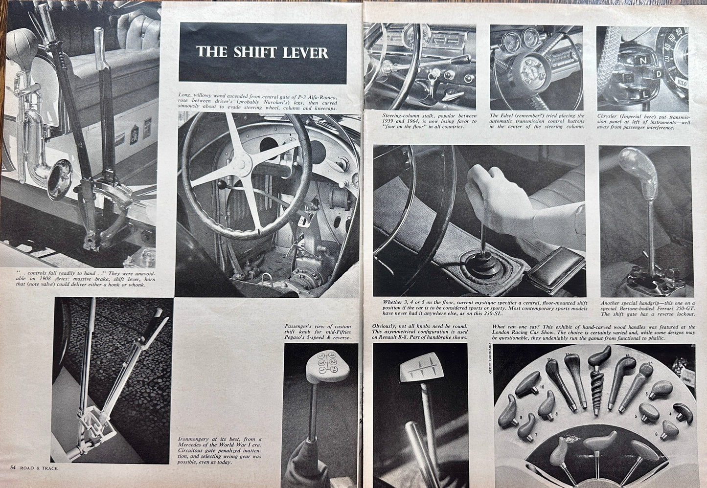 1964 R&T Feature on the Shift Lever Classic to Baroque 3-Pages