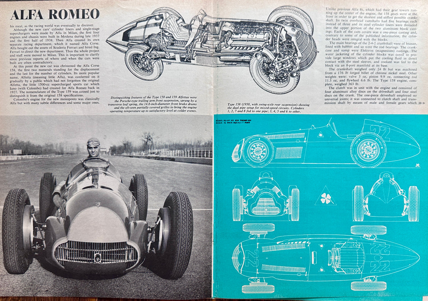 1965 Alfa Romeo Alfetta Type 158/9 Race Car Magazine Article and Photos