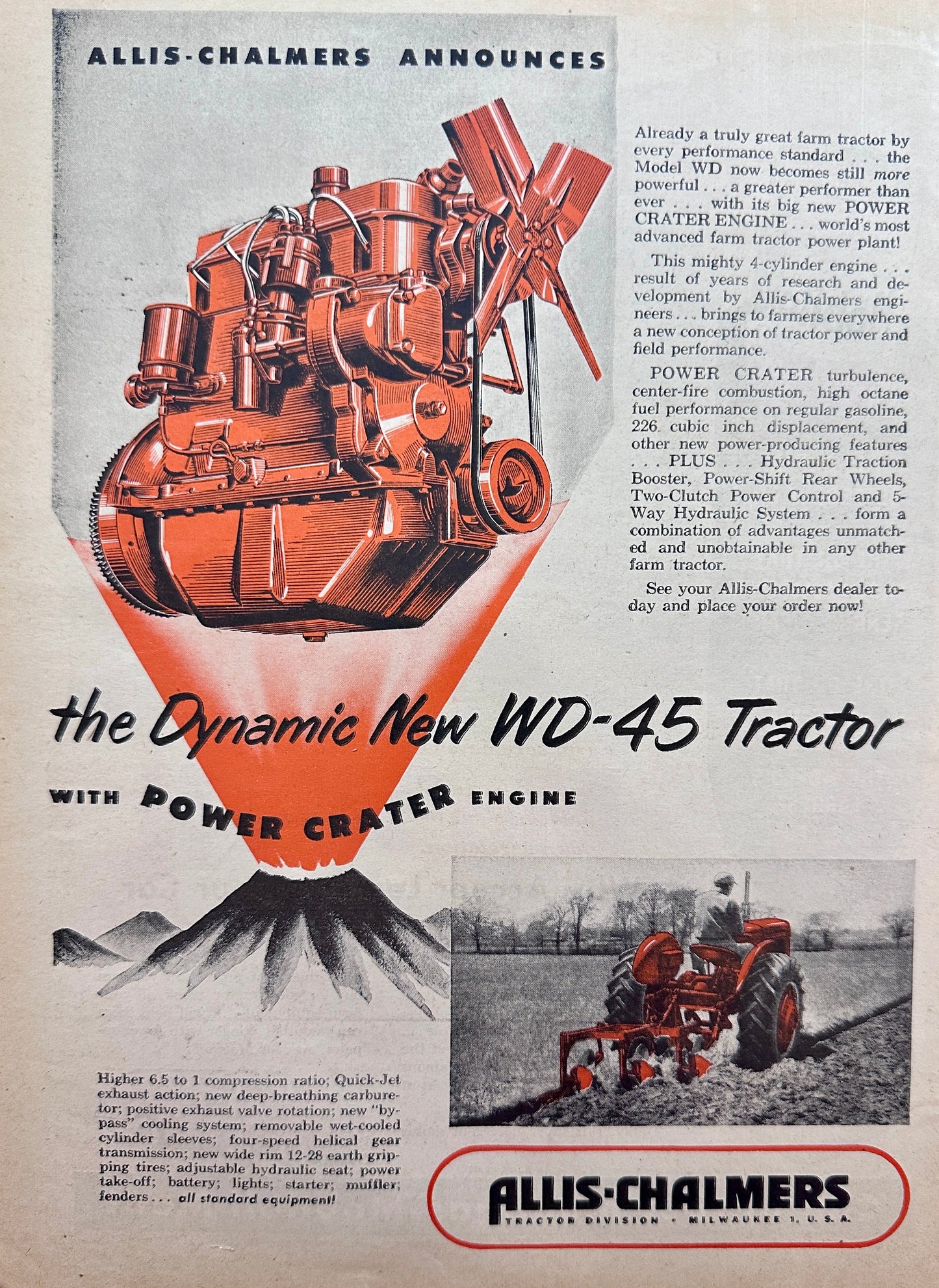 1953 Allis Chalmers WD45 Tractor & Mobiloil Vintage Advertisements