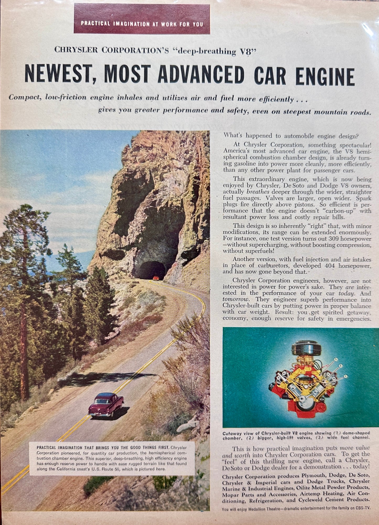 1953 - 1954 All new Admiral Television & Chrysler Deep-Breathing V8 Engine Ads