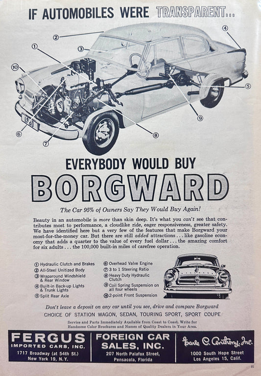 1960 Rare Borgward Isabella Vintage Ad - German Made A31