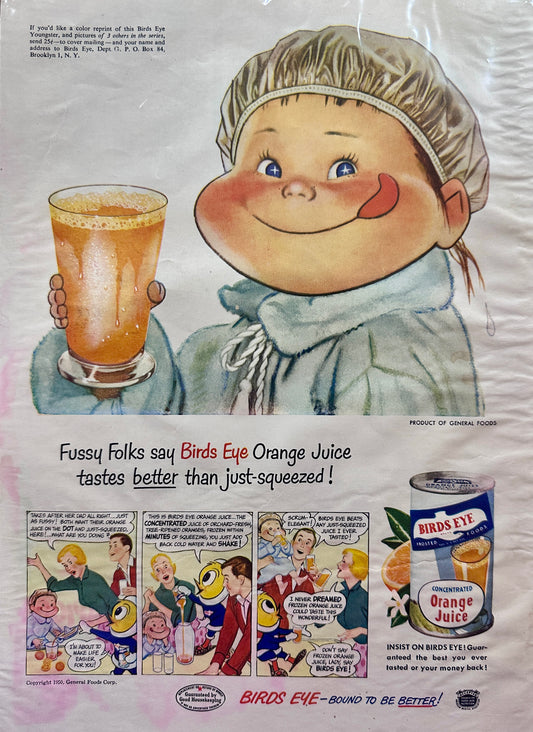 1950 Birdseye Concentrated Orange Juice Vintage Ad