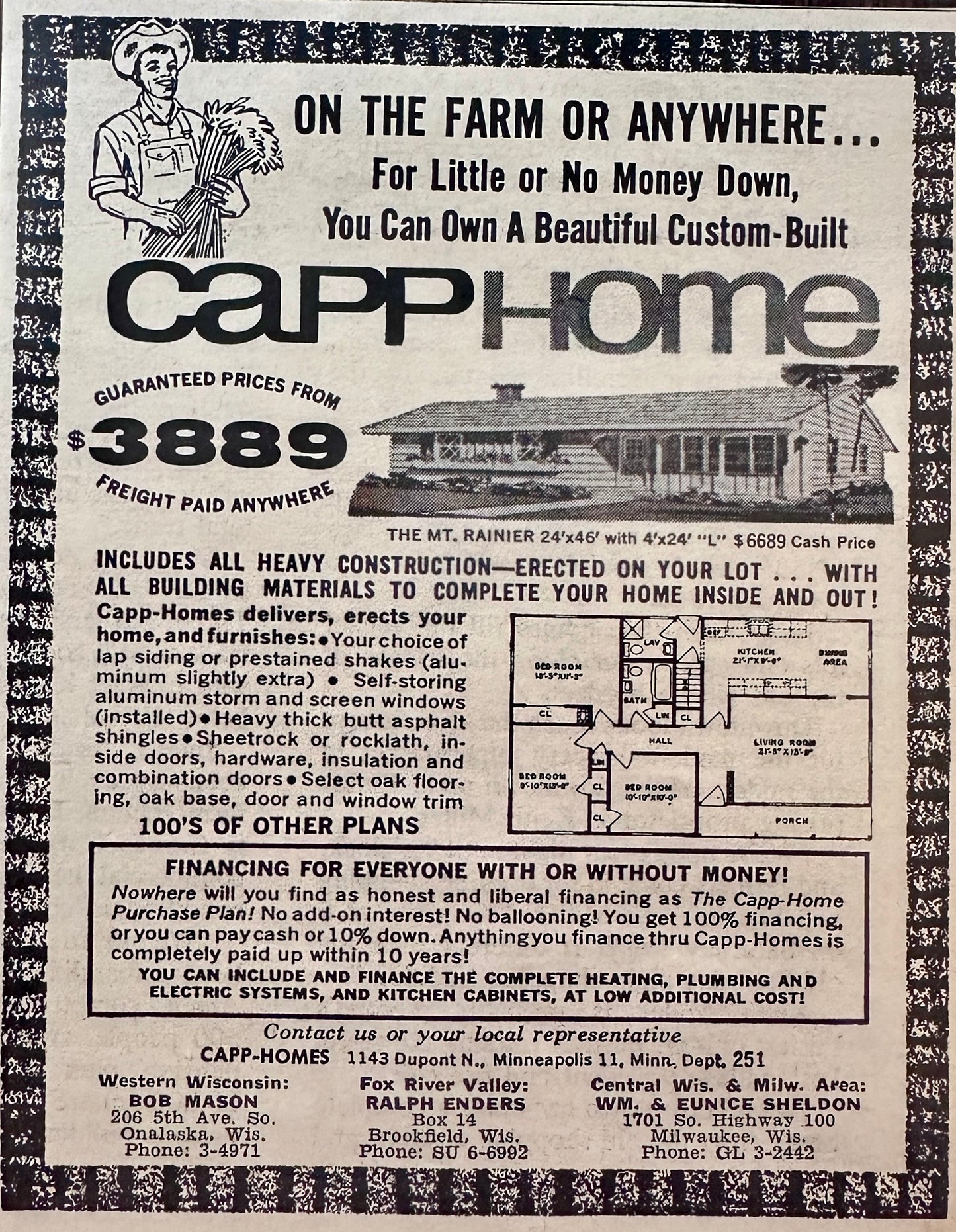 1963 CAPP-Homes Prefab Built in Minneapolis Shipped To Your Site