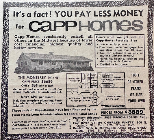 1958 Prefab Capp-Homes The Monterey - Popular Design Vintage Ad