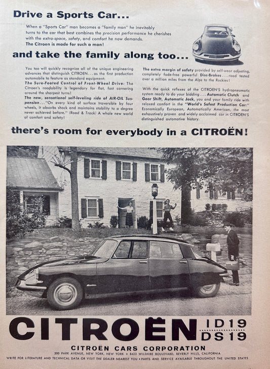 1958 Citroen DS-19 There's Room for Everybody - Vintage Ad