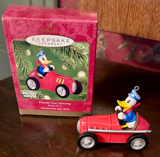 2001 Hallmark Keepsake Ornament - Donald Goes Motoring - Mickey & Co