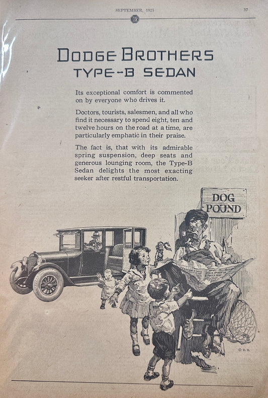 1925 Dodge Brothers Type B- Sedan Vintage Ad #476