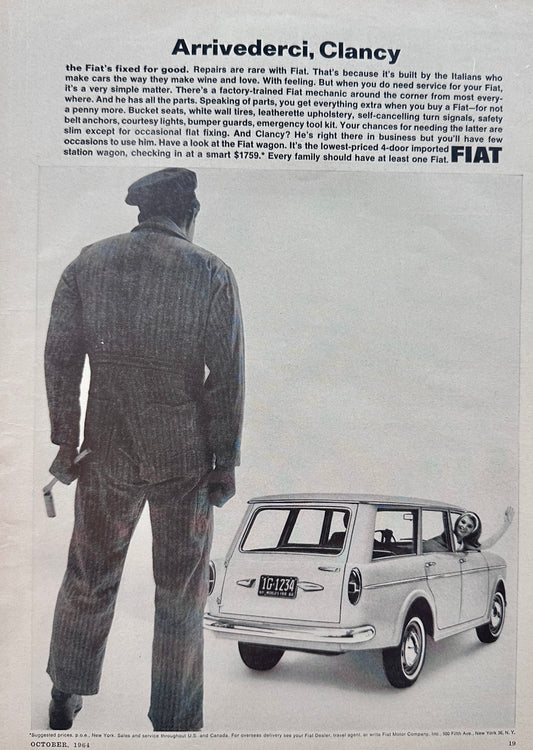1964 Fiat 1100D Station Wagon - Arrivederci, Clancy! - Vintage Ad